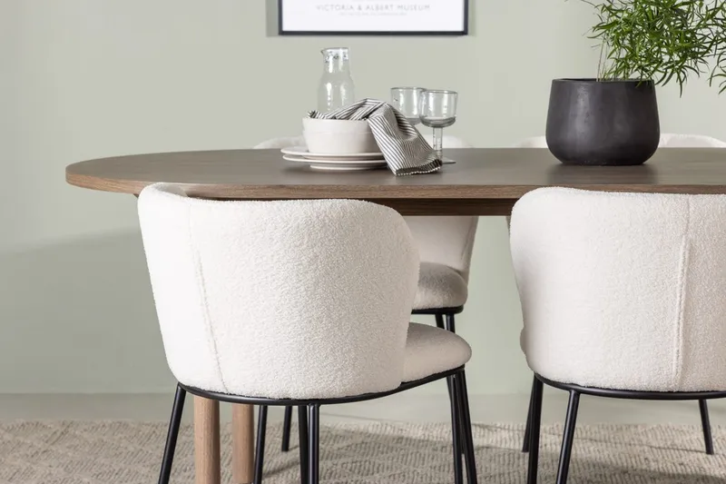 Oval matgrupp Venture Home Vit Natur 4st - Møbler - Bord - Spisegruppe