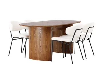 Oval matgrupp Venture Home Vit Natur 4st - Møbler - Bord - Spisegruppe