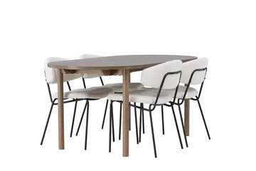 Oval matgrupp Venture Home Vit Natur 4st - Møbler - Bord - Spisegruppe