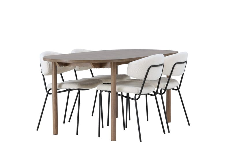 Oval matgrupp Venture Home Vit Natur 4st - Møbler - Bord - Spisegruppe