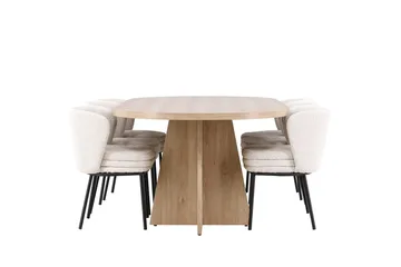 Oval matgrupp Venture Home Vit Natur 6st - Møbler - Bord - Spisegruppe