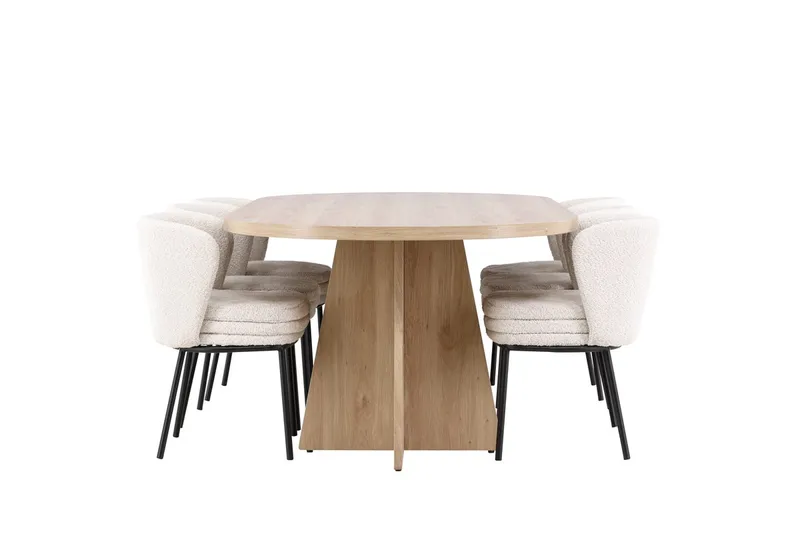 Oval matgrupp Venture Home Vit Natur 6st - Møbler - Bord - Spisegruppe