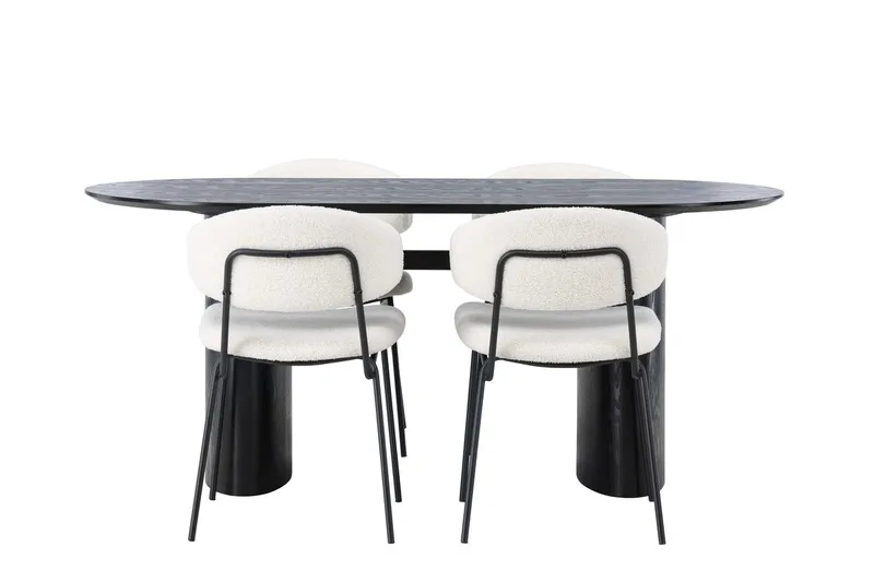 Oval matgrupp Venture Home Vit Svart 4st - Møbler - Bord - Spisegruppe