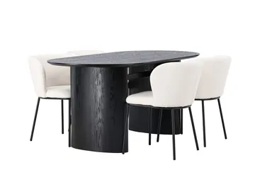 Oval matgrupp Venture Home Vit Svart 4st - Møbler - Bord - Spisegruppe