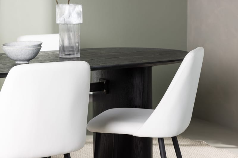 Oval matgrupp Venture Home Vit Svart 4st - Møbler - Bord - Spisegruppe