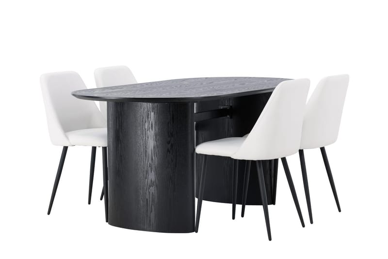 Oval matgrupp Venture Home Vit Svart 4st - Møbler - Bord - Spisegruppe