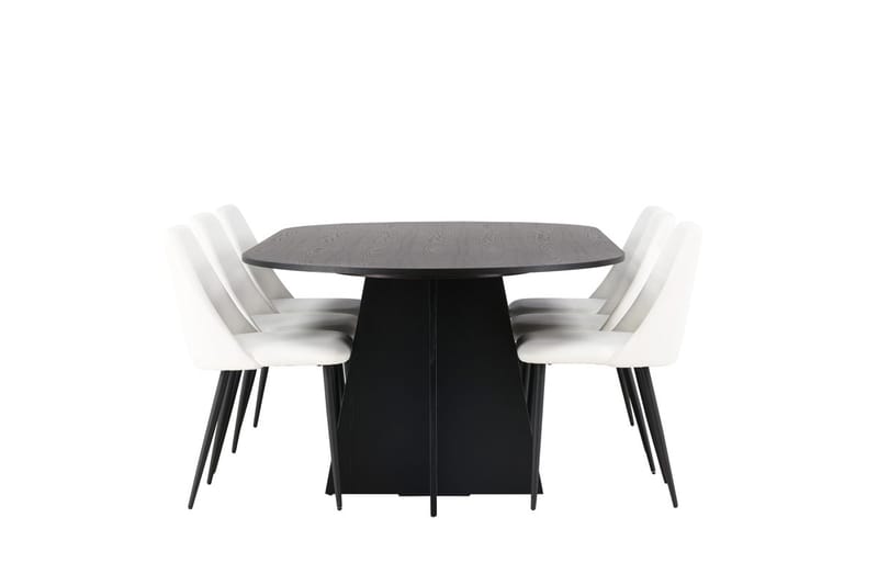 Oval matgrupp Venture Home Vit Svart 6st - Møbler - Bord - Spisegruppe