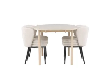 Oval matgrupp Venture Home Vit Vitputsad 4st - Møbler - Bord - Spisegruppe