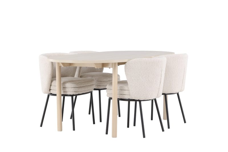 Oval matgrupp Venture Home Vit Vitputsad 4st - Møbler - Bord - Spisegruppe
