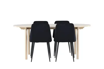 Oval spisegruppe Venture Home Andy, Night Svart Lyst tre 4 stk. - Møbler - Bord - Spisegruppe