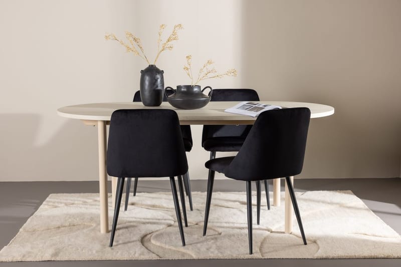 Oval spisegruppe Venture Home Andy, Night Svart Lyst tre 4 stk.