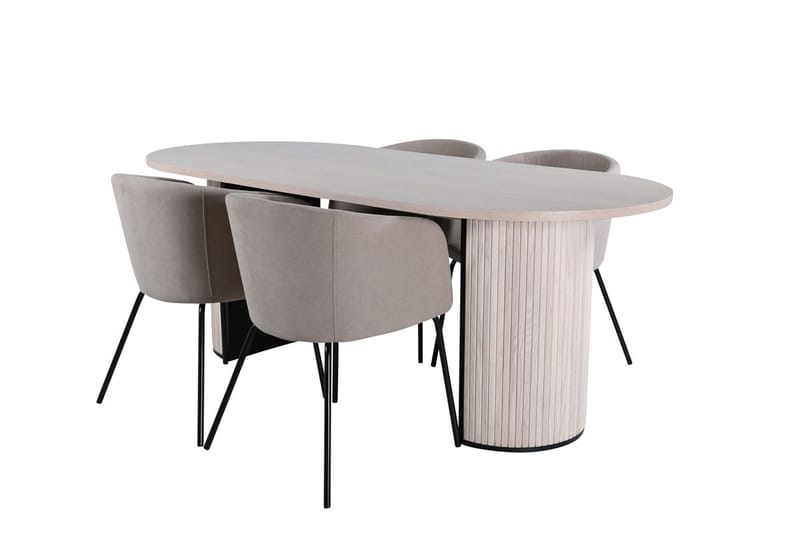 Oval spisegruppe Venture Home Bianca, Berit Beige Lyst tre 4 stk. - Møbler - Bord - Spisegruppe