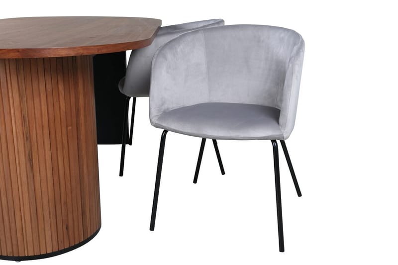 Oval spisegruppe Venture Home Bianca, Berit - valnøtt og lysgrå - Møbler - Bord - Spisegruppe