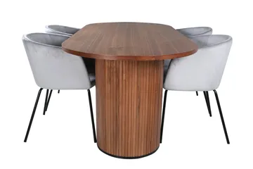Oval spisegruppe Venture Home Bianca, Berit - valnøtt og lysgrå - Møbler - Bord - Spisegruppe
