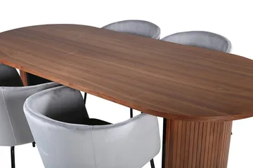 Oval spisegruppe Venture Home Bianca, Berit - valnøtt og lysgrå - Møbler - Bord - Spisegruppe