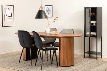 Oval spisegruppe Venture Home Bianca, Emma Natur - valnøttfarget, lys grå, svart - Møbler - Bord - Spisegruppe
