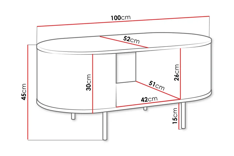 Pantego Sofabord 100x52 cm - Brun - Møbler - Bord - Sofabord & salongbord