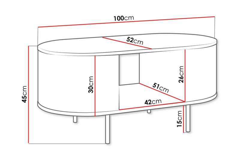 Pantego Sofabord 100x52 cm - Brun - Møbler - Bord - Sofabord & salongbord