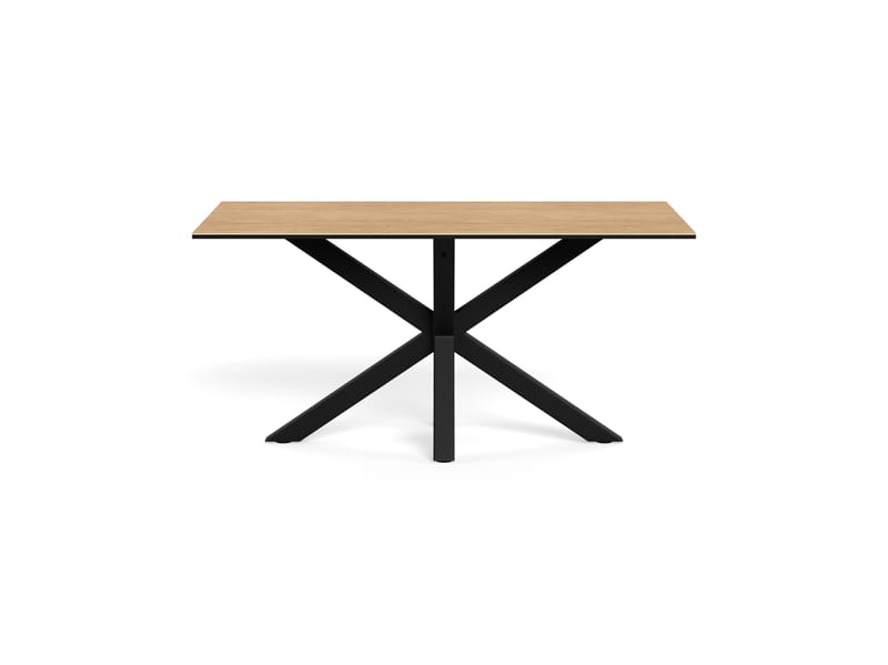 Parkins Rektangulært Spisebord 160 cm i Glass med Keramikkplate, Eik- og Metalllook - Svart - Møbler - Bord - Spisebord & kjøkkenbord