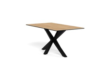Parkins Rektangulært Spisebord 160 cm i Glass med Keramikkplate, Eik- og Metalllook - Svart - Møbler - Bord - Spisebord & kjøkkenbord