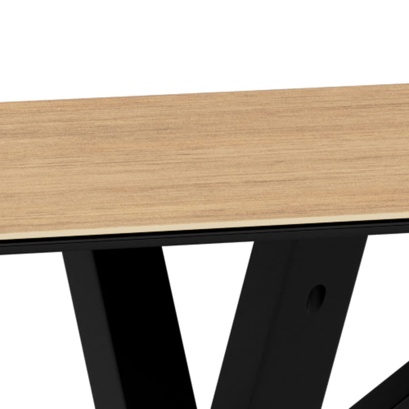 Parkins Rektangulært Spisebord 160 cm i Glass med Keramikkplate, Eik- og Metalllook - Svart - Møbler - Bord - Spisebord & kjøkkenbord