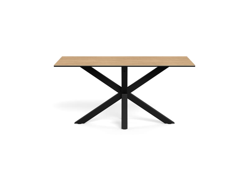 Parkins Rektangulært Spisebord 160 cm i Glass med Keramikkplate, Eik- og Metalllook - Svart - Møbler - Bord - Spisebord & kjøkkenbord