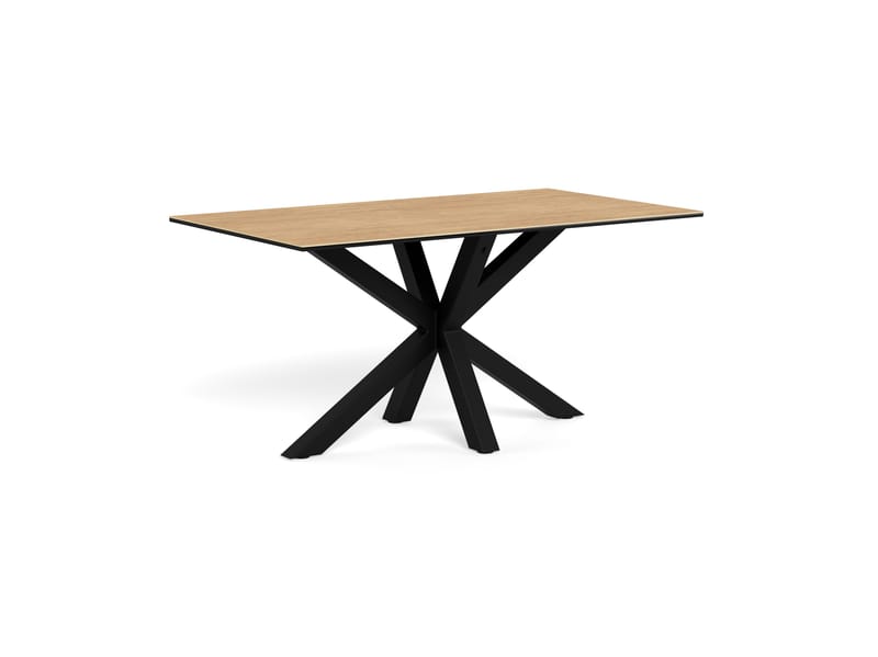 Parkins Rektangulært Spisebord 160 cm i Glass med Keramikkplate, Eik- og Metalllook - Svart - Møbler - Bord - Spisebord & kjøkkenbord