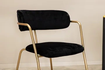 Pelle Spisegruppe 190 cm Rektangulær med 6 Arrow Stoler - Sort/Guld - Møbler - Bord - Spisegruppe