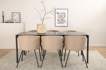 Pelle Spisegruppe 190 cm Rektangulær med 6 Berit Stoler - Beige - Møbler - Bord - Spisegruppe