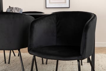 Pelle Spisegruppe 190 cm Rektangulær med 6 Berit Stoler - Sort - Møbler - Bord - Spisegruppe