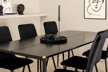 Pelle Spisegruppe 190 cm Rektangulær med 6 Windu-stoler - Sort - Møbler - Bord - Spisegruppe