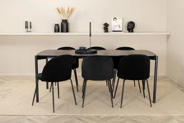 Pelle Spisegruppe 190 cm Rektangulær med 6 Wrinkles-stoler - Sort - Møbler - Bord - Spisegruppe