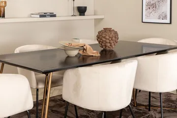 Petra spisebord 190 cm med 6 Berit armstoler i fløyel med armlener - Møbler - Bord - Spisegruppe