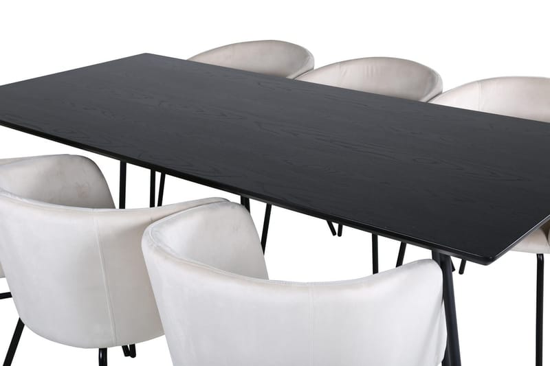 Petra spisebord 190 cm med 6 Berit armstoler i fløyel med armlener - Møbler - Bord - Spisegruppe
