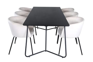 Petra spisebord 190 cm med 6 Berit armstoler i fløyel med armlener - Møbler - Bord - Spisegruppe
