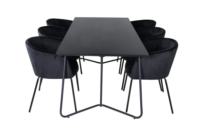 Petra spisebord 190 cm med 6 Berit karmstoler med armlener - Møbler - Bord - Spisegruppe