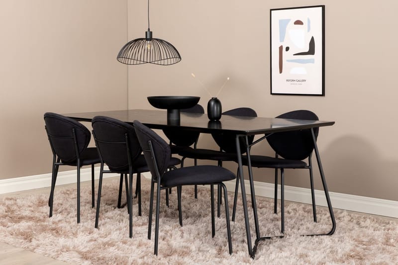 Petra spisebord 190 cm med 6 Vault spisestoler - Møbler - Bord - Spisegruppe