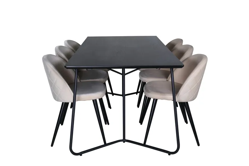 Petra spisebord 190 cm med 6 Velvet Stitches spisestoler - Møbler - Bord - Spisegruppe