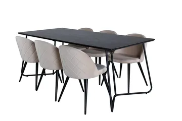 Petra spisebord 190 cm med 6 Velvet Stitches spisestoler - Møbler - Bord - Spisegruppe