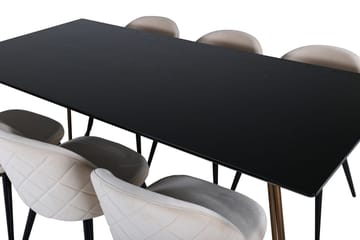 Petra spisebord 190 cm med 6 Velvet Stitches spisestoler - Møbler - Bord - Spisegruppe