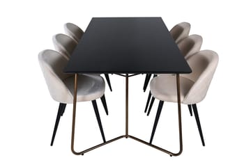 Petra spisebord 190 cm med 6 Velvet Stitches spisestoler - Møbler - Bord - Spisegruppe