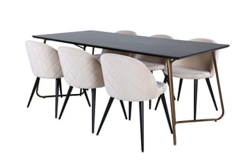 Petra spisebord 190 cm med 6 Velvet Stitches spisestoler - Møbler - Bord - Spisegruppe