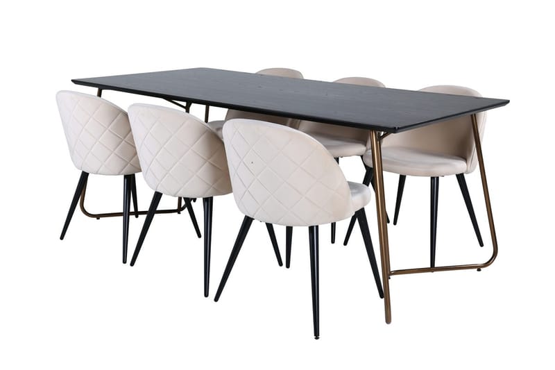 Petra spisebord 190 cm med 6 Velvet Stitches spisestoler - Møbler - Bord - Spisegruppe