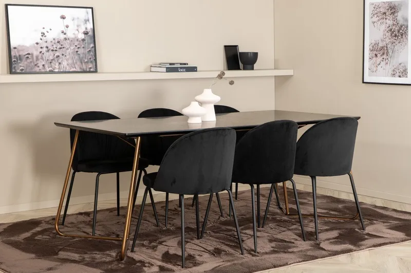 Petra spisebord 190 cm med 6 Wrinkles spisestoler