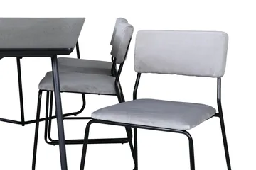 Petra Spisegruppe 190 cm Rektangulær med 6 Kenth Stoler - Sort - Møbler - Bord - Spisegruppe