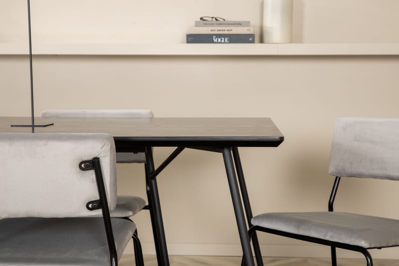 Petra Spisegruppe 190 cm Rektangulær med 6 Kenth Stoler - Sort - Møbler - Bord - Spisegruppe
