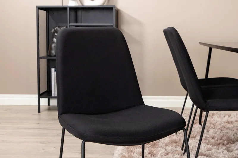 Petra Spisegruppe 190 cm Rektangulær med 6 Muce Stoler - Sort - Møbler - Bord - Spisegruppe