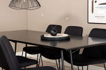 Petra Spisegruppe 190 cm Rektangulær med 6 Muce Stoler - Sort - Møbler - Bord - Spisegruppe