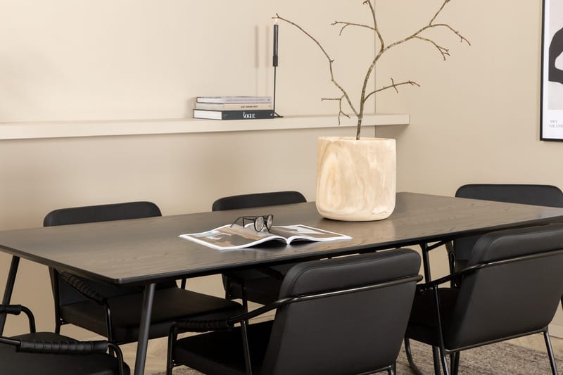 Petra Spisegruppe 190 cm Rektangulær med 6 Tvista Stoler - Sort - Møbler - Bord - Spisegruppe