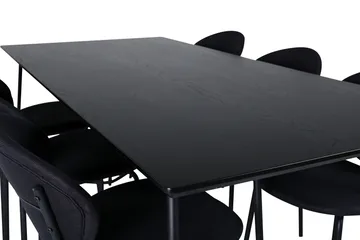 Petra Spisegruppe 190 cm Rektangulær med 6 Vault Stoler - Sort - Møbler - Bord - Spisegruppe